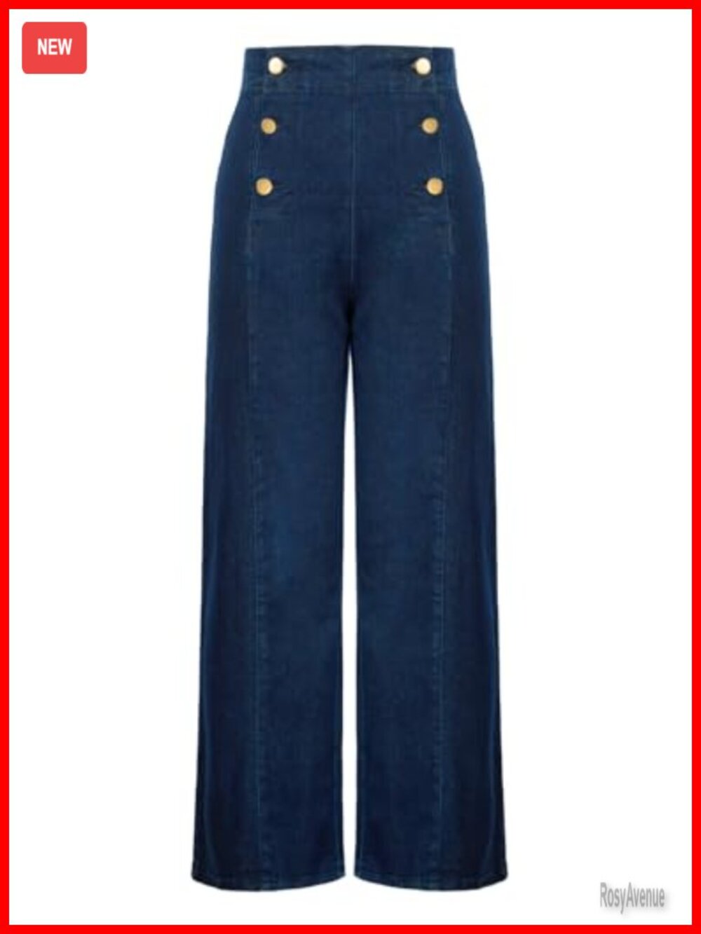 Vintage High Waisted Button Wide Leg Sailor Jeans